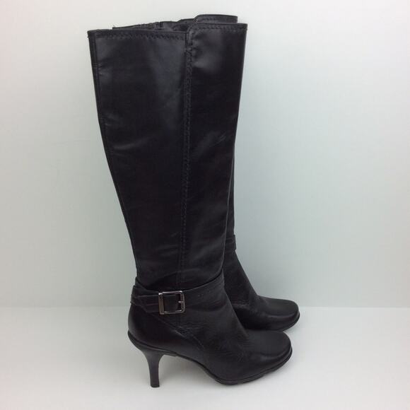 Gianni Bini | Black Brazilian Leather Heeled Boots 6M - Picture 3 of 7